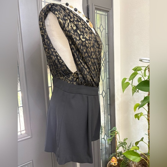 Zara Basic Collection Black and Gold Leopard Print Short Romper | Size Medium - Picture 3 of 11